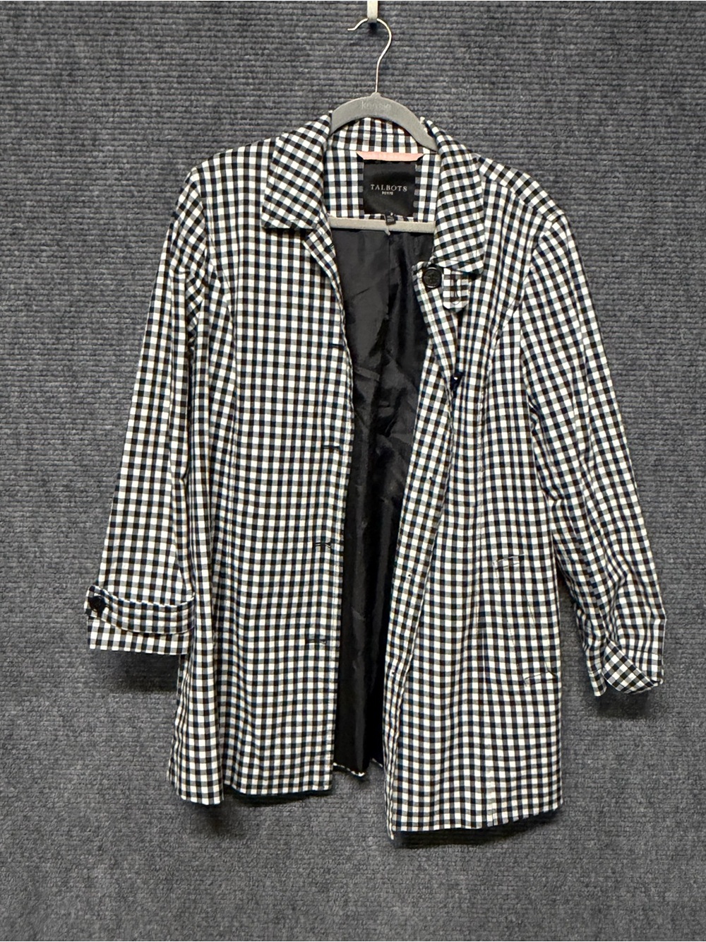 Talbots Black and White Gingham Blazer Jacket xl p